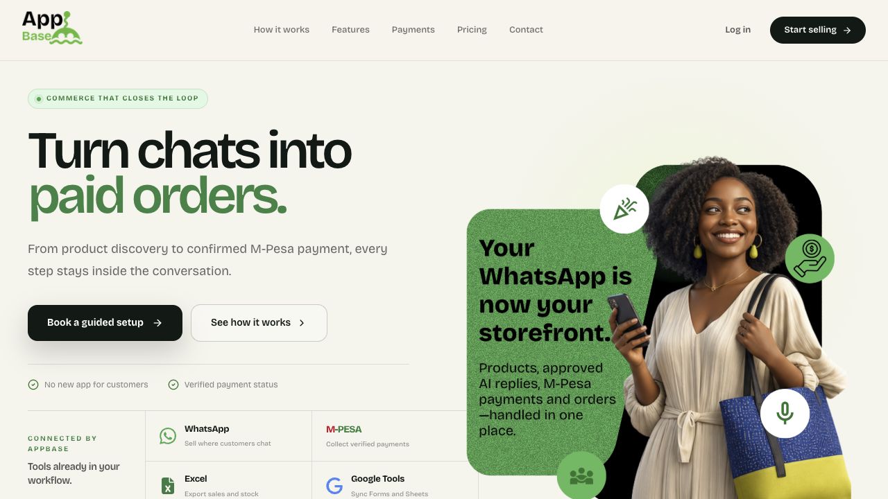 AppBase WhatsApp commerce website design