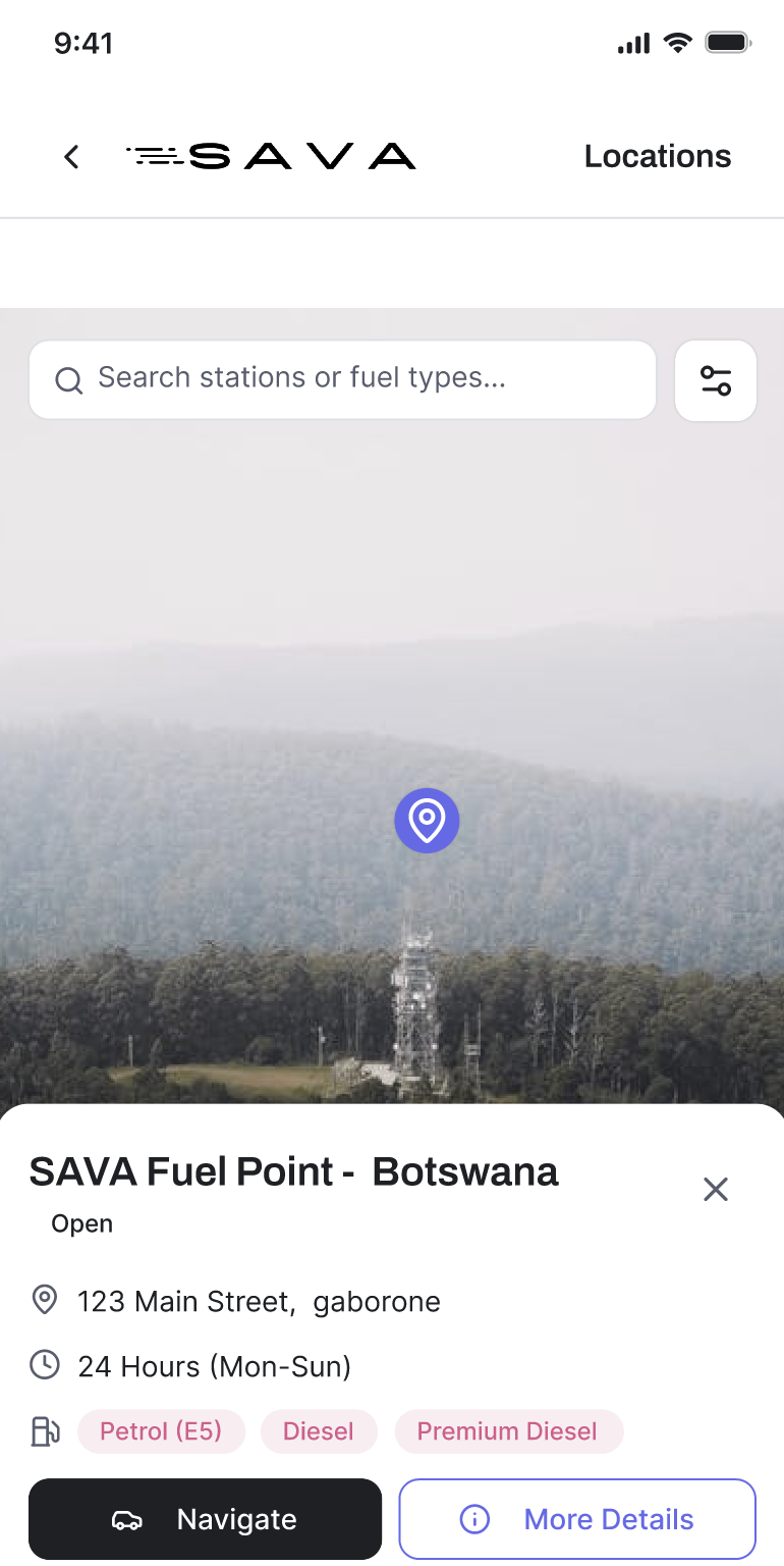 Sava locations interface