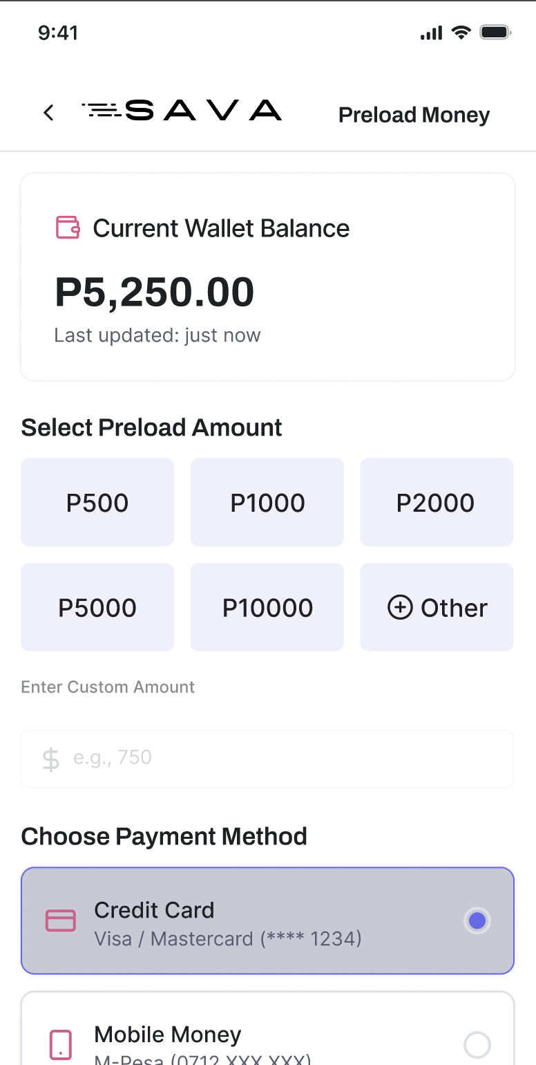 Sava preload interface